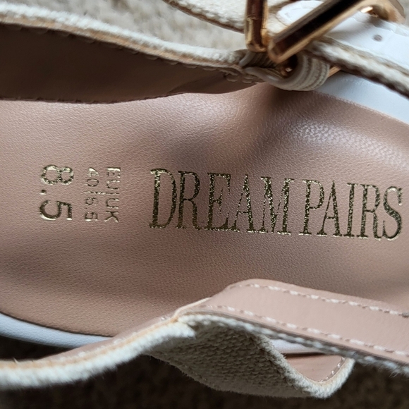 DREAM PAIRS White Ankle Strap Closed-Toe Espadrille Wedges Size 8.5 - Picture 6 of 11